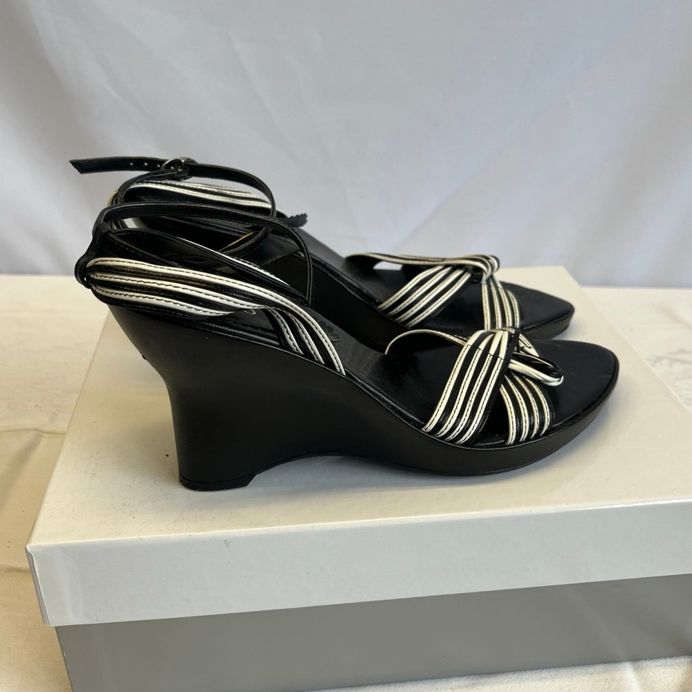Franco Sarto Black and White Women's Sandals with Heels